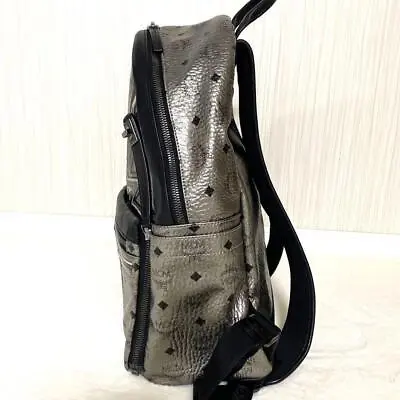 MCM Monogram Visetos Pattern Backpack Silver Stark Cyber Flash Leather Medium • $1041.94