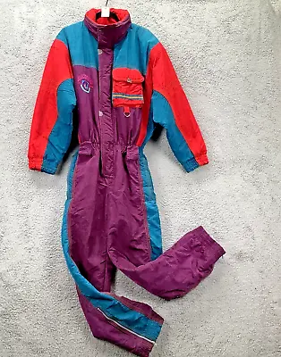 VTG Ski Suit One Piece Snowsuit Blackwings Luhta Size US 36 Neon Zip Neon 80's • $134.99