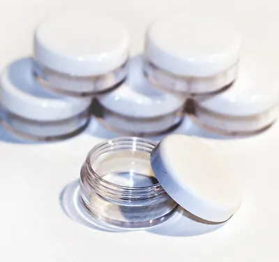 50 X 10ml CLEAR PLASTIC SAMPLE JARS / POTS Glitter / Cosmetic / Cream Jfw50 • £12.35