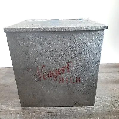 Vintage Milk Porch Metal Dairy Box Wengert's Dairy PA Red Stencil Cork Insulated • $52.50