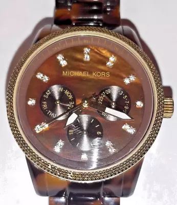 Michael Kors MK-5038 Tort Ritz Jet Set Tortoiseshell Ladies Dress Watch Works! • $23.99