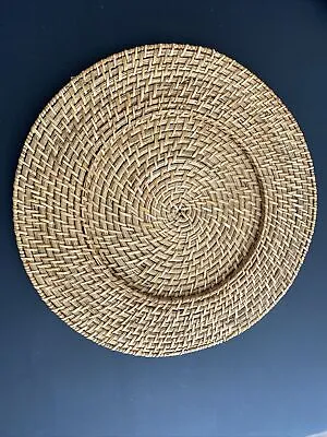 Set Of 6 Round Rattan Charger Plates: 14in. Diameter Elegant Tableware Décor • $45