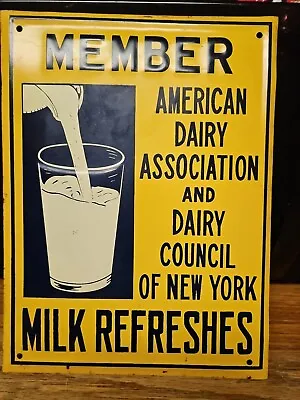 Vintage Original American Dairy Association New York Milk Tin Advertising Sign • $265