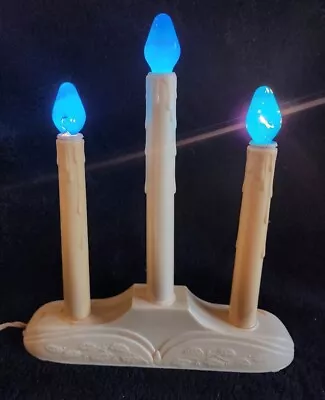 3 Light Candolier Electric Christmas Candles Safe-T-Glo W/Box Ivory Plastic • $10.50