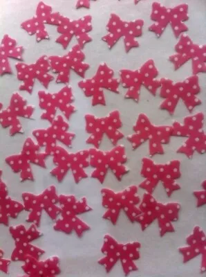 40 PRE-CUT HOT PINK Edible Bows Wafer Paper Cupcake Toppers • £1.50