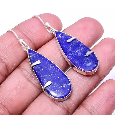 Natural Lapis Lazuli -Afghanistan Handmade 925 Sterling Silver Earring 1.76  E34 • $22.07