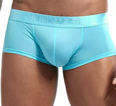 JOCKMAIL Men Trunks Boxer Briefs Sexy Ice Silk Underwear Bulge Pouch Boxershorts • £6.95
