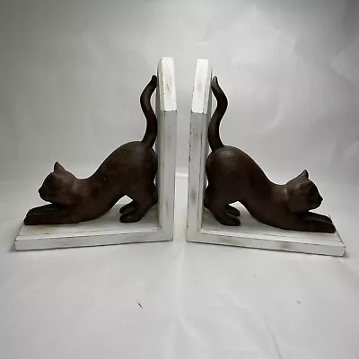 Vintage Pair Cat Bookends MIDWEST Of Cannon Falls Stretching Cats Kittens • $24.90