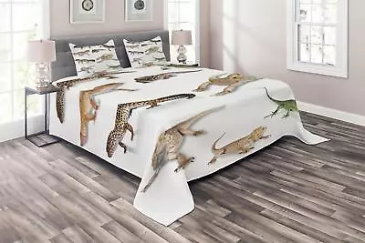 $89.99 • Buy Animal Print Quilted Coverlet & Pillow Shams Set, Primitive Reptile Print