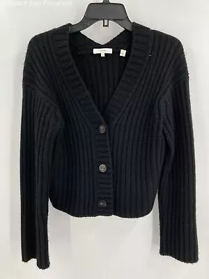 Vince Womens Black Wool Blend Long Sleeve Knitted Cardigan Sweater Size Small • $24.99