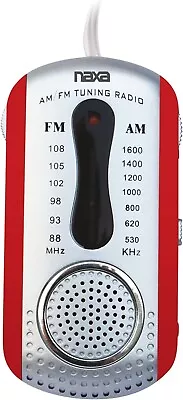 Naxa NR-721: Portable AM/FM Mini Pocket Radio With Built-in Speaker - Red • $12.39