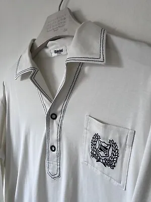 70s Shirt White L-XL Cuban Collar Nautical Embroidery Japanese Vintage 47  • £18.32