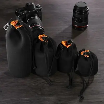 Waterproof Soft Neoprene Camera Lens Pouch Fleece Bag Drawstring Protector Case • £7.29