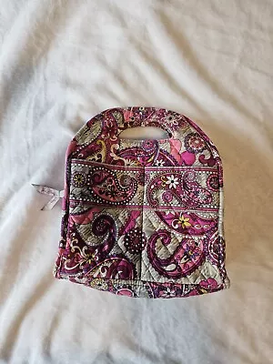 EUC VERA BRADLEY Paisley & Houndstooth Gray & Pink Insulated Lunch Bag Tote • $8.99