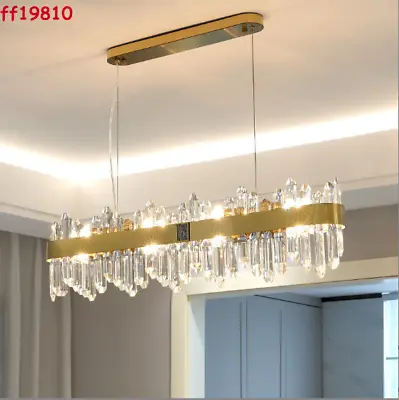 Luxury Crystal Bar Rectangular Chandelier Led Oval Dining Room Kitchen Light Lam • $275.08