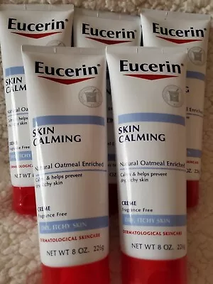 (5) Eucerin Skin Calming Cream Natural Oatmeal Enriched Fragrance Free 8 Oz • $46.99