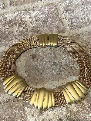VTG Runaway Deco Modernist Monet Mesh Chain Gold Plate Necklace Heavy • $49