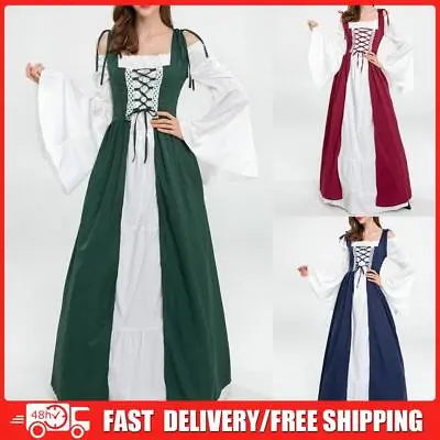 Elegant Dress Medieval Renaissance Style Flare Sleeve Women Loose Party Clothing • £27.26