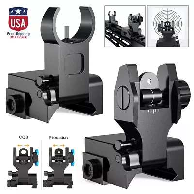 Tactical Folding Back Up Iron Flip Up Sights Set Front+Rear Sight Picatinny Rail • $17.89