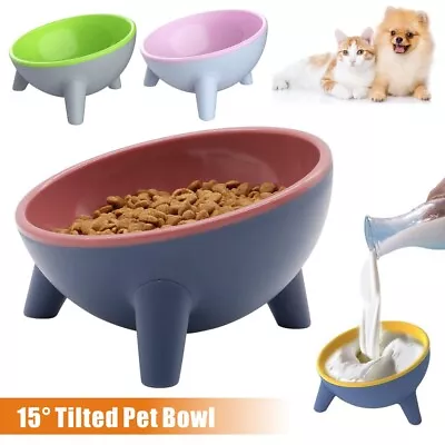 £3.99 • Buy Non Slip Pet Cat Dog Puppy Feeding Bowl Tilted Raised Feed Bowl Feeder Bowl