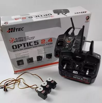 Hitec Optic 5 2.4Ghz Aircraft Radio Control System Transmitter Controller Extras • $220