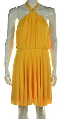 T Bags LA Womens Dress Size L Yellow Solid Fit & Flare Above Knee Sleeveless • $24.99