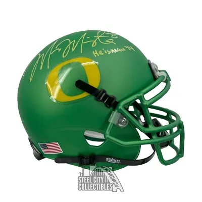 Marcus Mariota Autographed Oregon Heisman Schutt Green Mini Helmet - BAS Yellow • $116.96