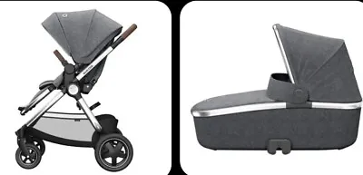 £450 • Buy NEW Maxi Cosi Adorra Pushchair With Oria Carrycot Deluxe Grey Twill