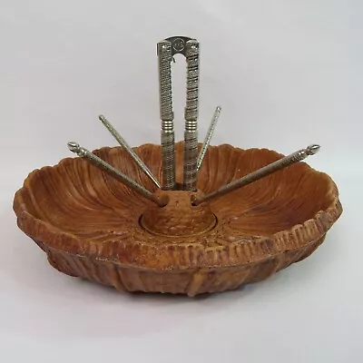$27 • Buy Vintage Nut Bowl With Nut Cracker Set Multi Products USA Sunflower Shape 8  MCM