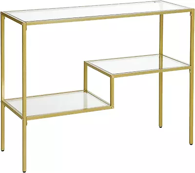 Gold Console Table 39  Tempered Glass Behind Sofa Table Narrow Entryway Table  • $112.99