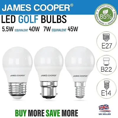 LED Golf G45 Bulbs 5.5W 7W Frosted Energy Saving Bayonet Screw 240V B22 E27 E14 • £14.99