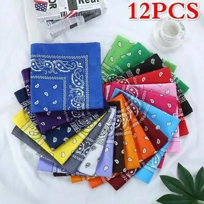 12 Pack Print Paisley Bandanas Cotton Face & Hair Scarf Wrap Headband • £9.99