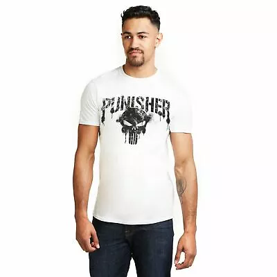 Official Marvel Mens Punisher Skull T-shirt White S - XXL • £11.99