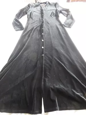 £16.99 • Buy M&s Vintage Black Velour Velvet Warm Cosy Dressing Robe Gown Uk 12 Tall Lounge