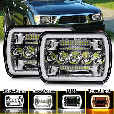 Pair 7x6'' 5x7'' LED Headlights HI/LO/DRL/TURN SIGNAL For 1983-2004 Toyota Hilux • $49.72