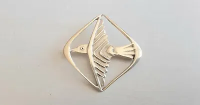 Vtg Ola Gorie Orkney Scottish Sterling Silver ODIN'S BIRD Brooch Hallmarked 1968 • £165