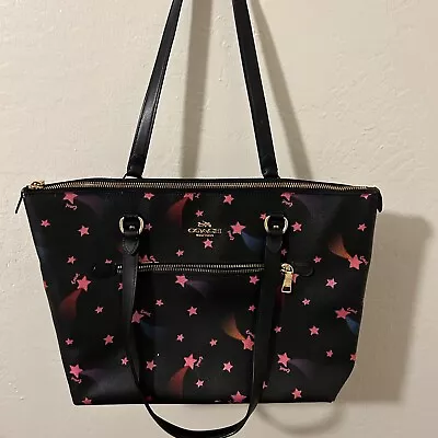 29b Coach Coated Canvas Gallery Tote With Disco Star Print C7668 Black Multi • $100