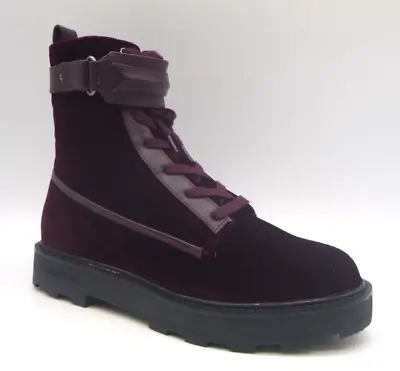 Calvin Klein Vanora Burgundy Velvet Ankle Combat Women's Boots Size 7 M • $69.99