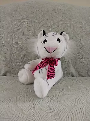 White Tiger Vase Holder Plush Pink Black Bow Stuffed Animal 8  American Gifts • $9.99