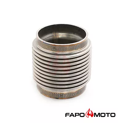 FAPO 2  ID T304 SS EXHAUST FLEX BELLOWS 2.55  Long Flex Joint Pipe ULTRA STRONG • $28.99