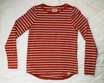 FAT FACE Women’s Classic Breton Long Sleeved T-shirt - Red & White - Size 8 • £5.99