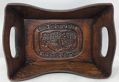 Vintage Tray Give Us This Day Our Daily Bread 1980's Solid Wood Serving Carved • $20