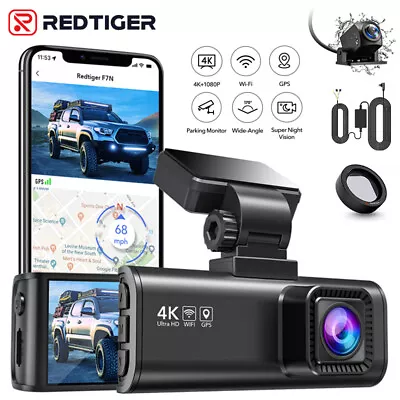 REDTIGER F7N 4K Dash Camera Front And Rear With Hardwire Kit And Polarizing Lens • $175.99