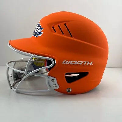 Worth Fastpitch Softball Batting Helmet Mask 60 MPH Orange  Size 6 ½” – 7 ½” • $24.99