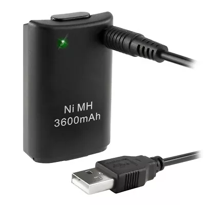 3600mAh Rechargeable Battery Pack USB Charger Cable For Xbox360 Controller Black • $8.89