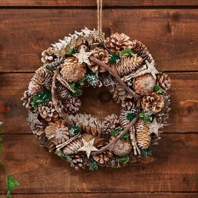 Pinecone Handmade Christmas Wreath Natural Look 36cm X 36cm • £28.99