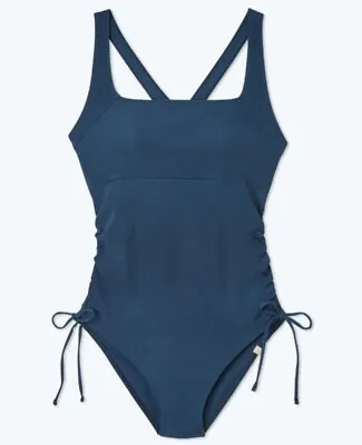 New Summersalt Maternity Ribbed Cinched Current Swimsuit Womens 12 Blue • $75