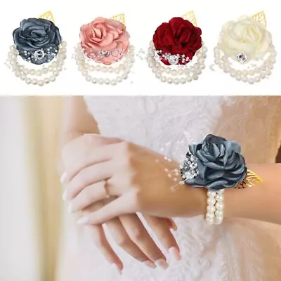 Bracelet Flower Bracelet Bride Wrist Flower Hand Flowers Wrist Corsage Flower • £3.84