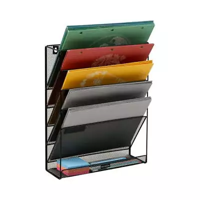 5-Tier Vertical File Storage Desktop Organizer Wall Mount Office Metal US • $20.16