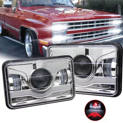 2pcs 4x6inch LED Headlights HiLo Beam Red Demon Fit Chevy C10 C20 C30 1981-1986 • $39.89